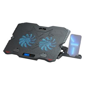 POWERTECH βάση & ψύξη laptop PT-1346, έως 15.6", 2x 125mm LED fan, μαύρη | Αξεσουάρ για Laptop | elabstore.gr