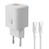 POWERTECH φορτιστής τοίχου PT-1351 με καλώδιο, USB/USB-C, 36W, GaN, λευκός | Αξεσουάρ κινητών | elabstore.gr