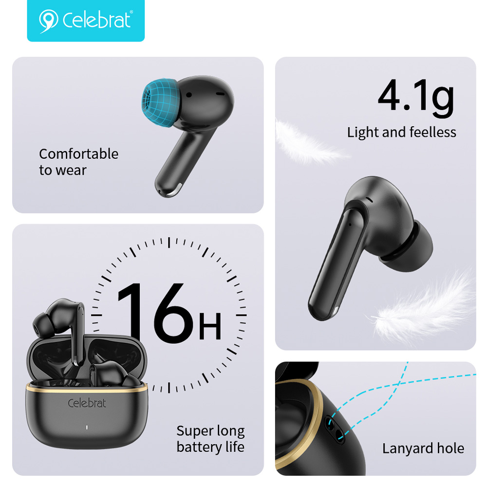 CELEBRAT earphones με θήκη φόρτισης WD03, True Wireless, 13mm, 30/300mAh, μαύρα | eLabstore.gr CELEBRAT earphones με θήκη φόρτισης WD03, True Wireless, 13mm, 30/300mAh, μαύρα | Αξεσουάρ κινητών | elabstore.gr