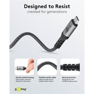 GOOBAY καλώδιο USB-C 74210, USB4, 240W, 40Gbps, 8K/60Hz, 0.50m, γκρι | eLabstore.gr