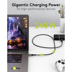 GOOBAY καλώδιο USB-C 74212, USB4, 240W, 40Gbps, 8K/60Hz, 1.5m, γκρι | Καλώδια - Αντάπτορες | elabstore.gr