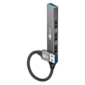 GOOBAY USB hub 74456, 4x θυρών, USB 3.2, 5Gbps, USB σύνδεση, γκρι | Συνοδευτικά PC | elabstore.gr