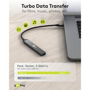GOOBAY USB hub 74459, 4x θυρών, USB 3.2, 5Gbps, USB-C σύνδεση, γκρι | Συνοδευτικά PC | elabstore.gr