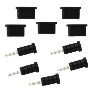 Σετ καλύμματα προστασίας για θύρα USB-C & 3.5mm AK327, μαύρο, 10τμχ | Καλώδια - Αντάπτορες | elabstore.gr