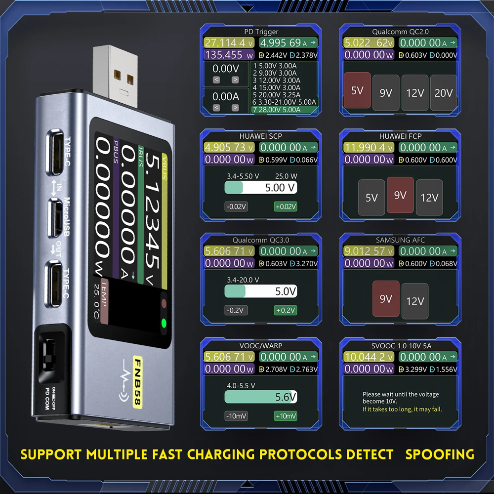 FNIRSI USB tester φόρτισης FNB58 | eLabstore.gr FNIRSI USB tester φόρτισης FNB58 | Εργαλεία | elabstore.gr