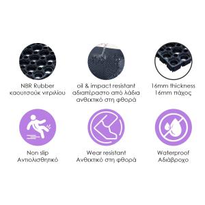 HOME USE πατάκι εισόδου HUH-0209, αντιολισθητικό, καουτσούκ, 60x40cm, 16mm πάχος, μαύρο | Οικιακός εξοπλισμός | elabstore.gr
