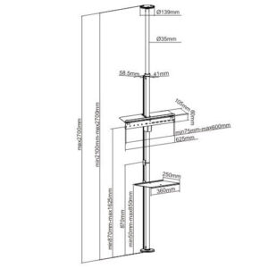 BRATECK Στύλος στήριξης LP63-46T για monitor 37" - 70", 35kg | Εικόνα & Ήχος | elabstore.gr
