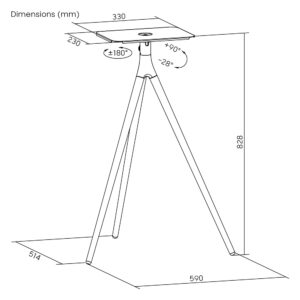 BRATECK βάση projector δαπέδου PRB-24, έως 10kg | eLabstore.gr