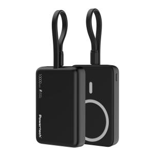 POWERTECH power bank PT-1376 με καλώδιο, 10000mah, magnetic wireless, 20W, μαύρο | Αξεσουάρ κινητών | elabstore.gr