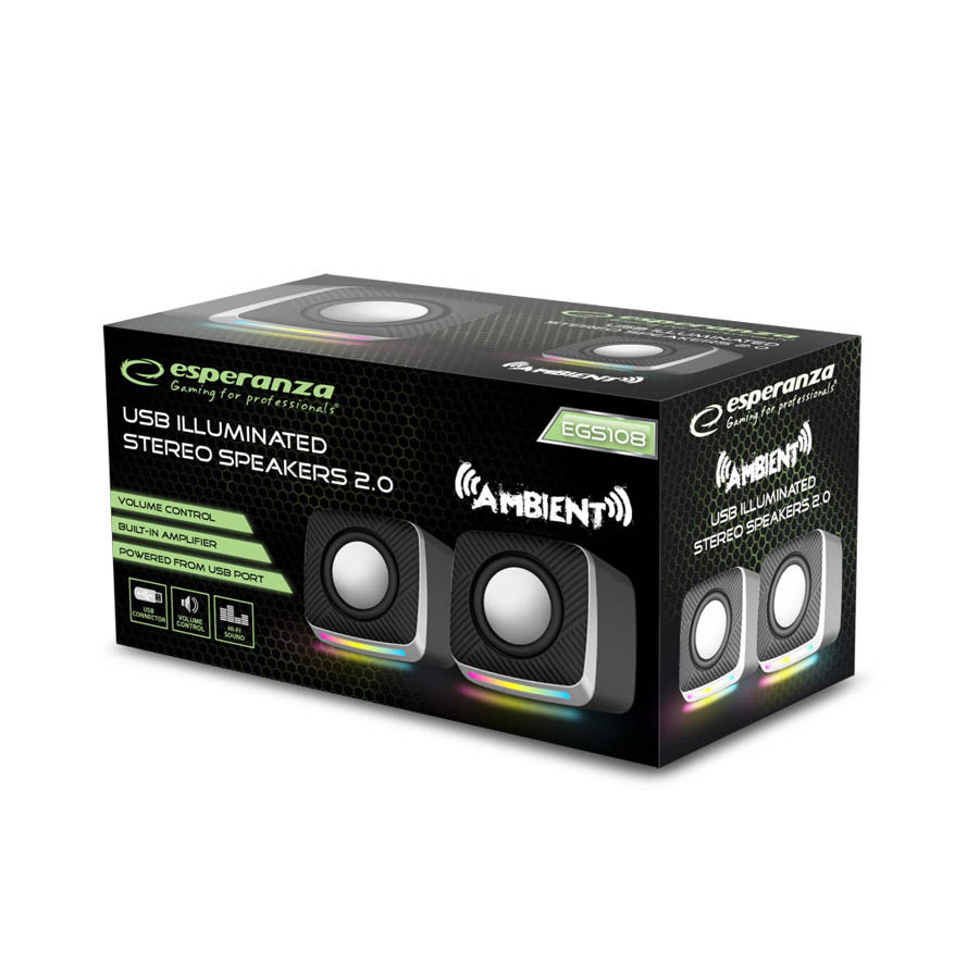 Ηχείο LED 2.0 Channel Ambient Μαύρο EGS108 | eLabstore.gr Ηχείο LED 2.0 Channel Ambient Μαύρο EGS108 | Περιφερειακά | elabstore.gr