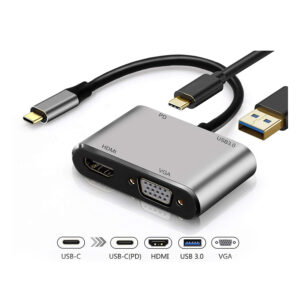 Adaptor USB-C Male σε HDMI 4K, VGA και USB 3.0 HUB με τροφοδοσία | Αξεσουάρ | elabstore.gr