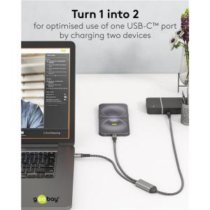 GOOBAY καλώδιο USB-C σε 2x USB-C 75739, 60W, 480Mbps, 1.5m, γκρι | Καλώδια - Αντάπτορες | elabstore.gr