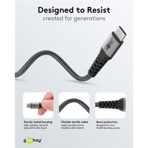 GOOBAY καλώδιο USB-C σε 2x USB-C 75739, 60W, 480Mbps, 1.5m, γκρι | Καλώδια - Αντάπτορες | elabstore.gr