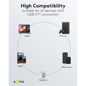 GOOBAY καλώδιο USB-C σε 2x USB-C 75739, 60W, 480Mbps, 1.5m, γκρι | eLabstore.gr
