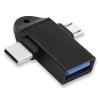 POWERTECH αντάπτορας USB σε USB-C & micro USB CAB-UC090, 5Gbps, μαύρος | Καλώδια - Αντάπτορες | elabstore.gr