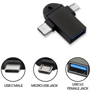 POWERTECH αντάπτορας USB σε USB-C & micro USB CAB-UC090, 5Gbps, μαύρος | Καλώδια - Αντάπτορες | elabstore.gr
