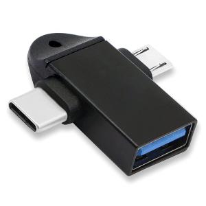 POWERTECH αντάπτορας USB σε USB-C & micro USB CAB-UC090, 5Gbps, μαύρος | Καλώδια - Αντάπτορες | elabstore.gr