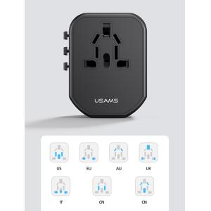 USAMS φορτιστής/αντάπτορας πρίζας US-CC179, USB-C & 2x USB, universal, 20W, μαύρος | Αξεσουάρ κινητών | elabstore.gr