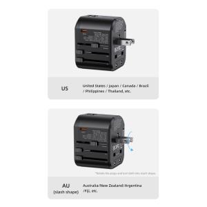 USAMS φορτιστής/αντάπτορας πρίζας US-CC179, USB-C & 2x USB, universal, 20W, μαύρος | eLabstore.gr