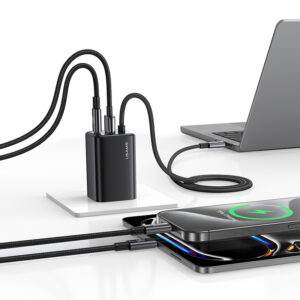 USAMS φορτιστής τοίχου CC266 με καλώδιο, USB & USB-C, 65W, GaN, μαύρος | Αξεσουάρ κινητών | elabstore.gr