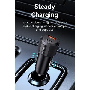 USAMS φορτιστής αυτοκινήτου CC283, USB & USB-C, 60W, μαύρος | Αξεσουάρ κινητών | elabstore.gr