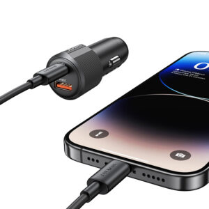 USAMS φορτιστής αυτοκινήτου CC283, USB & USB-C, 60W, μαύρος | Αξεσουάρ κινητών | elabstore.gr