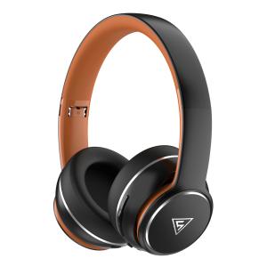 DOQAUS headphones DESIGN 3, ασύρματα & ενσύρματα, Φ40mm, 600mAh, μαύρα/καφέ | Αξεσουάρ κινητών | elabstore.gr