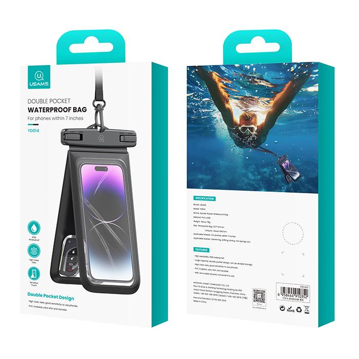 USAMS αδιάβροχη θήκη smartphone YD014 με 2 διαμερίσματα, έως 7", IP68, μαύρη | eLabstore.gr USAMS αδιάβροχη θήκη smartphone YD014 με 2 διαμερίσματα, έως 7", IP68, μαύρη - Image 6