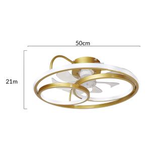 POWERTECH smart ανεμιστήρας οροφής HLL-0178 με LED φως, 50W, Φ50x21cm, χρυσός | Φωτισμός | elabstore.gr