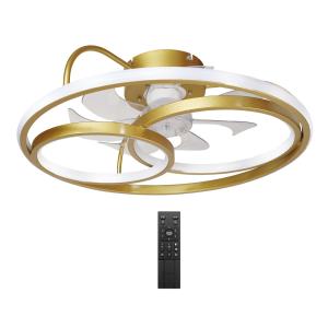 POWERTECH smart ανεμιστήρας οροφής HLL-0178 με LED φως, 50W, Φ50x21cm, χρυσός | Φωτισμός | elabstore.gr