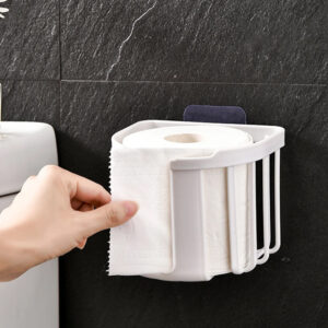 HOME USE επιτοίχια χαρτοθήκη μπάνιου HUH-0223 με αυτοκόλλητο, 11x14x13.5cm, λευκή | Οικιακός εξοπλισμός | elabstore.gr