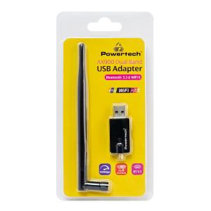 POWERTECH ασύρματος USB αντάπτορας δικτύου PT-1386, 900Mbps WiFi 6, Bluetooth 5.3 | eLabstore.gr