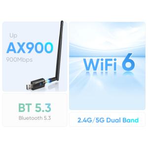 POWERTECH ασύρματος USB αντάπτορας δικτύου PT-1386, 900Mbps WiFi 6, Bluetooth 5.3 | Δικτυακά | elabstore.gr