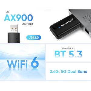 POWERTECH ασύρματος USB αντάπτορας δικτύου PT-1387, 900Mbps WiFi 6, Bluetooth 5.3 | Δικτυακά | elabstore.gr