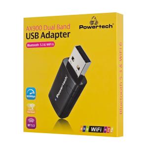 POWERTECH ασύρματος USB αντάπτορας δικτύου PT-1387, 900Mbps WiFi 6, Bluetooth 5.3 | eLabstore.gr