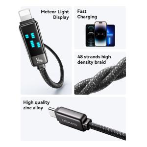USAMS καλώδιο Lightning σε USB-C SJ743, 30W, 480Mbps, 1.2m, μαύρο | Καλώδια - Αντάπτορες | elabstore.gr