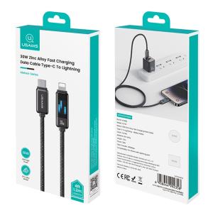 USAMS καλώδιο Lightning σε USB-C SJ743, 30W, 480Mbps, 1.2m, μαύρο | Καλώδια - Αντάπτορες | elabstore.gr