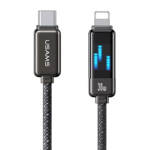 USAMS καλώδιο Lightning σε USB-C SJ743, 30W, 480Mbps, 1.2m, μαύρο | Καλώδια - Αντάπτορες | elabstore.gr