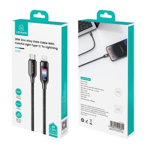 USAMS καλώδιο Lightning σε USB-C SJ749, 30W, 480Mbps, 1.2m, μαύρο | Καλώδια - Αντάπτορες | elabstore.gr