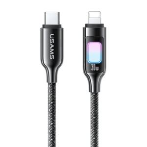 USAMS καλώδιο Lightning σε USB-C SJ749, 30W, 480Mbps, 1.2m, μαύρο | Καλώδια - Αντάπτορες | elabstore.gr