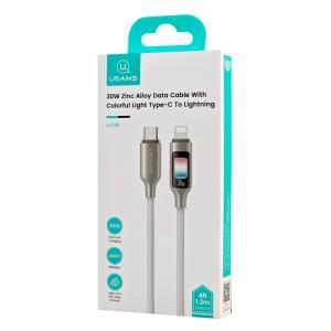 USAMS καλώδιο Lightning σε USB-C SJ749, 30W, 480Mbps, 1.2m, λευκό | Καλώδια - Αντάπτορες | elabstore.gr