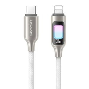 USAMS καλώδιο Lightning σε USB-C SJ749, 30W, 480Mbps, 1.2m, λευκό | Καλώδια - Αντάπτορες | elabstore.gr