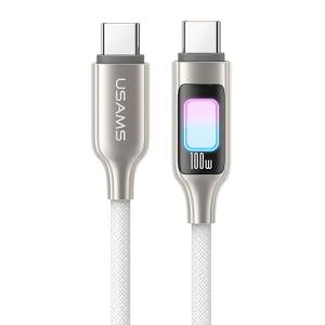 USAMS καλώδιο USB-C SJ750, 100W, 480Mbps, 1.2m, λευκό | Καλώδια - Αντάπτορες | elabstore.gr