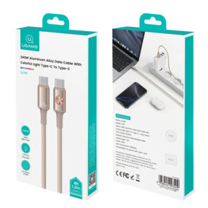 USAMS καλώδιο USB-C SJ751, 240W, 480Mbps, 1.2m, μπεζ | Καλώδια - Αντάπτορες | elabstore.gr
