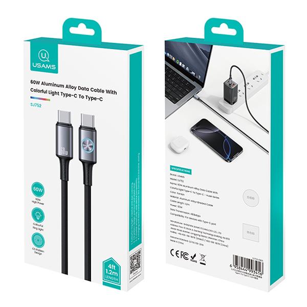 USAMS καλώδιο USB-C SJ752, 60W, 480Mbps, 1.2m, μαύρο | eLabstore.gr USAMS καλώδιο USB-C SJ752, 60W, 480Mbps, 1.2m, μαύρο | Καλώδια - Αντάπτορες | elabstore.gr