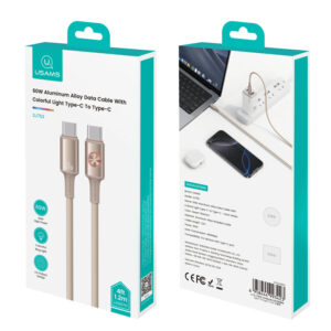 USAMS καλώδιο USB-C SJ752, 60W, 480Mbps, 1.2m, μπεζ | Καλώδια - Αντάπτορες | elabstore.gr
