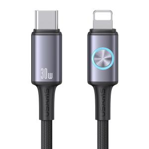 USAMS καλώδιο Lightning σε USB-C SJ753, 30W, 480Mbps, 1.2m, μαύρο | Καλώδια - Αντάπτορες | elabstore.gr