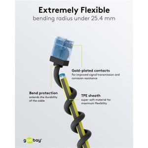 GOOBAY καλώδιο δικτύου 74240, CAT 6A U/UTP, slim, copper, 500MHz, 7.5m, μαύρο | Καλώδια - Αντάπτορες | elabstore.gr