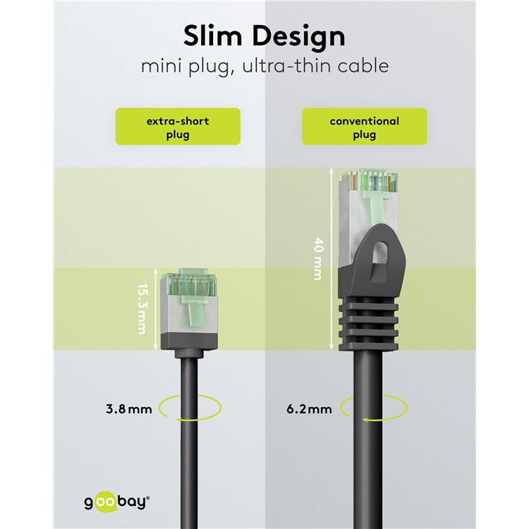 GOOBAY καλώδιο δικτύου 74350, CAT 8.1 U/FTP, slim, copper, 2000MHz, 0.15m, μαύρο | eLabstore.gr GOOBAY καλώδιο δικτύου 74350, CAT 8.1 U/FTP, slim, copper, 2000MHz, 0.15m, μαύρο | Καλώδια - Αντάπτορες | elabstore.gr