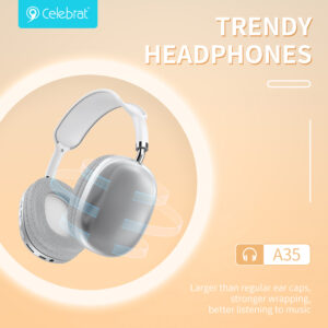 CELEBRAT headphones A35, ασύρματα & ενσύρματα, micro SD, 40mm, 200mAh, λευκά | Αξεσουάρ κινητών | elabstore.gr